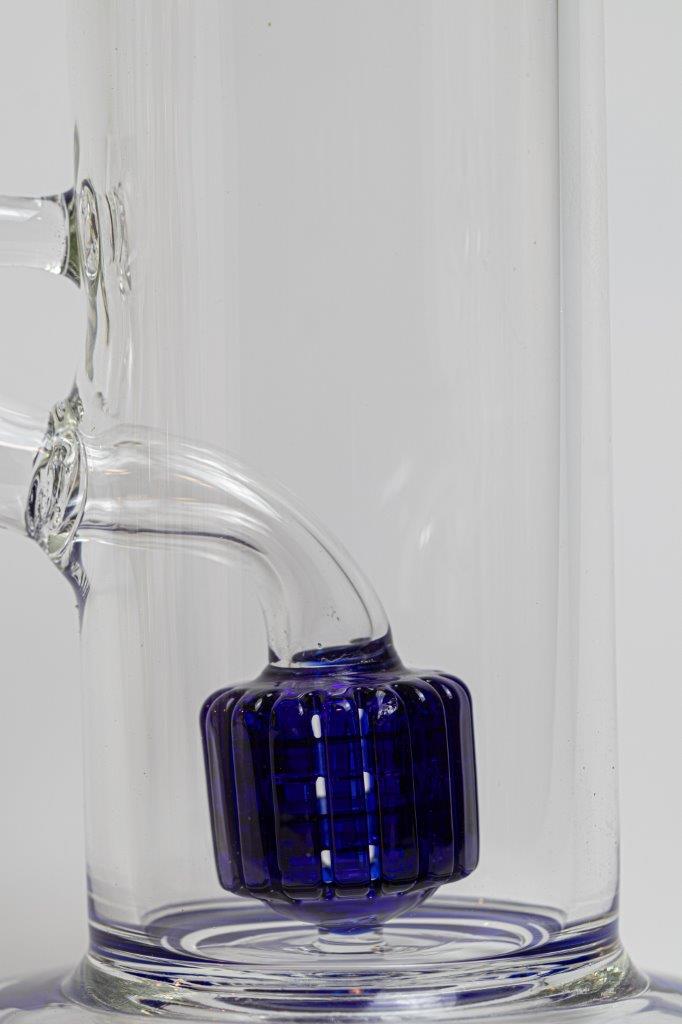 9-inch Water Rig Perc – a water pipe designed for weed and dabs. Now available for sale, this distinctive piece features a water rig shape, a 14MM male bowl piece for weed, and a tree perc bent down stem. The built-in percolator prevents water splashback, cools the smoke down, and offers extra filtration, providing a unique and refreshing twist to your smoke sessions