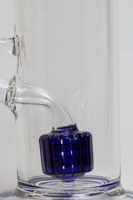 9-inch Water Rig Perc – a water pipe designed for weed and dabs. Now available for sale, this distinctive piece features a water rig shape, a 14MM male bowl piece for weed, and a tree perc bent down stem. The built-in percolator prevents water splashback, cools the smoke down, and offers extra filtration, providing a unique and refreshing twist to your smoke sessions