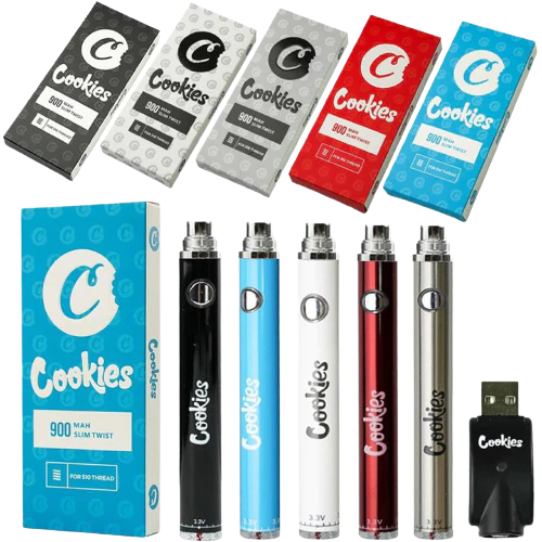 They come in white /baby blue / black/ sliver /redCookie Twist 510 Battery – the ultimate stoner's choice now available. Designed for cartridges, this affordable 510 battery boasts a simple design, temperature adjustment, and pocket-sized perfection. Twist on the charger , stylish vaping on the go!
