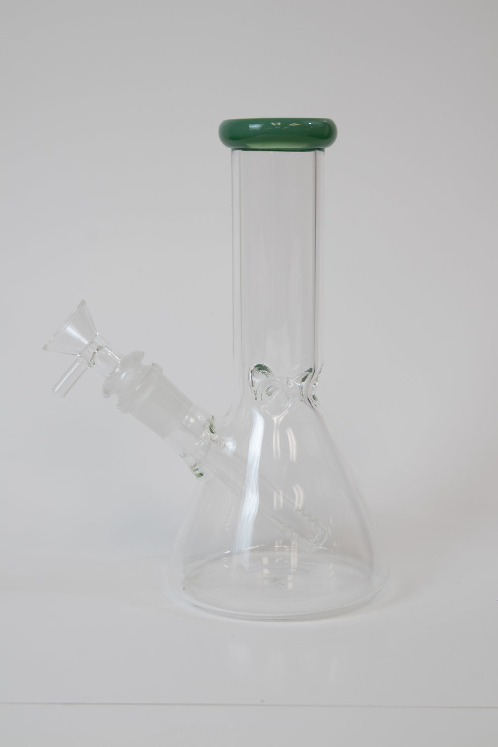 clear classic beaker water bong ice catcher  includes dry herb "weed"bowl green mouth part