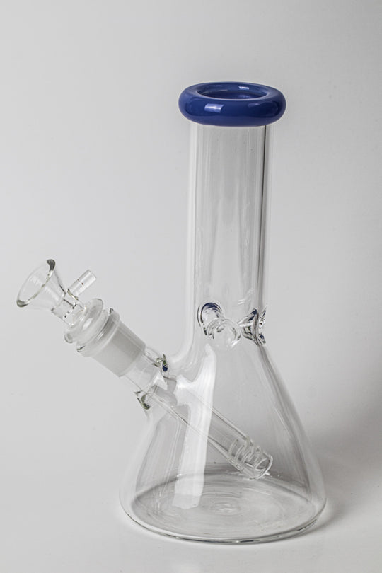 clear classic beaker water bong ice catcher includes dry herb "weed"bowl blue mouth part