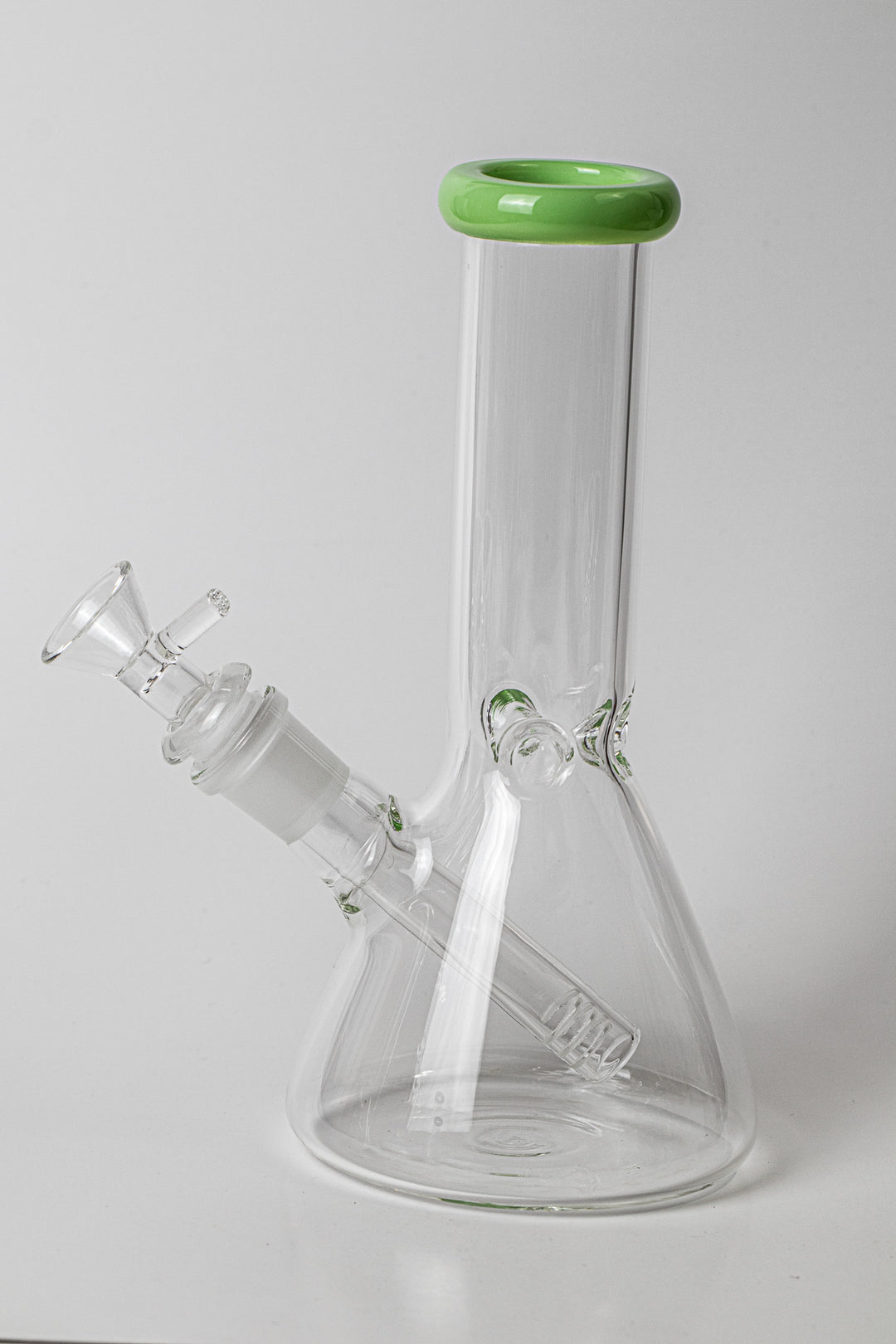 clear classic beaker water bong ice catcher includes dry herb "weed"bowl lime green mouth part