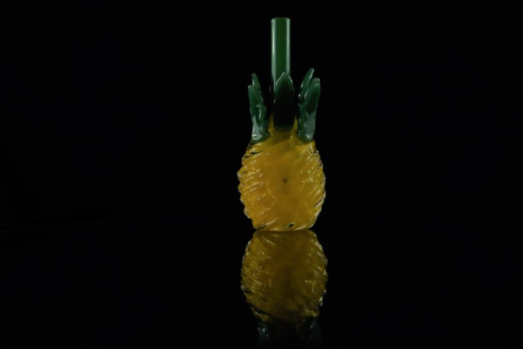 5-inch Pineapple Hand Pipe – a weed delight in the shape of a pineapple, crafted with a unique spoon-style glass design. This unique piece is now for sale