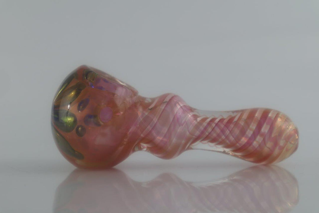Pink And Bright Green Swirls Hand Pipe 4 inch